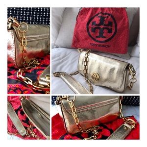 EUC Tory Burch Gold Crossbody Bag